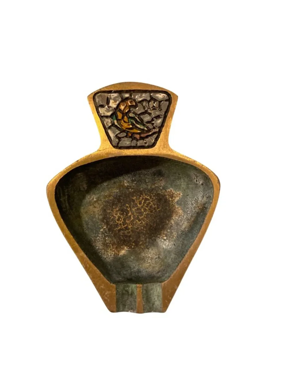 Vintage Dayagi Miniature Brass Ashtray Hand Painted Made In Israel